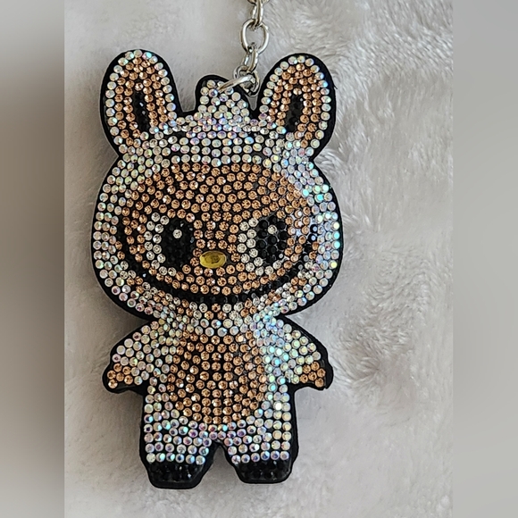 Labubu Sparkling White Silver Keychain Bag Charm - Picture 2 of 3